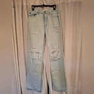 Wide leg light wash jeans KanCan LA women's 27 distressed